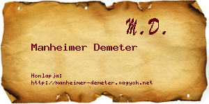 Manheimer Demeter névjegykártya